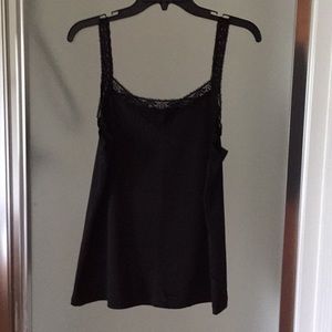 Black top sleeveless w/lace around neck